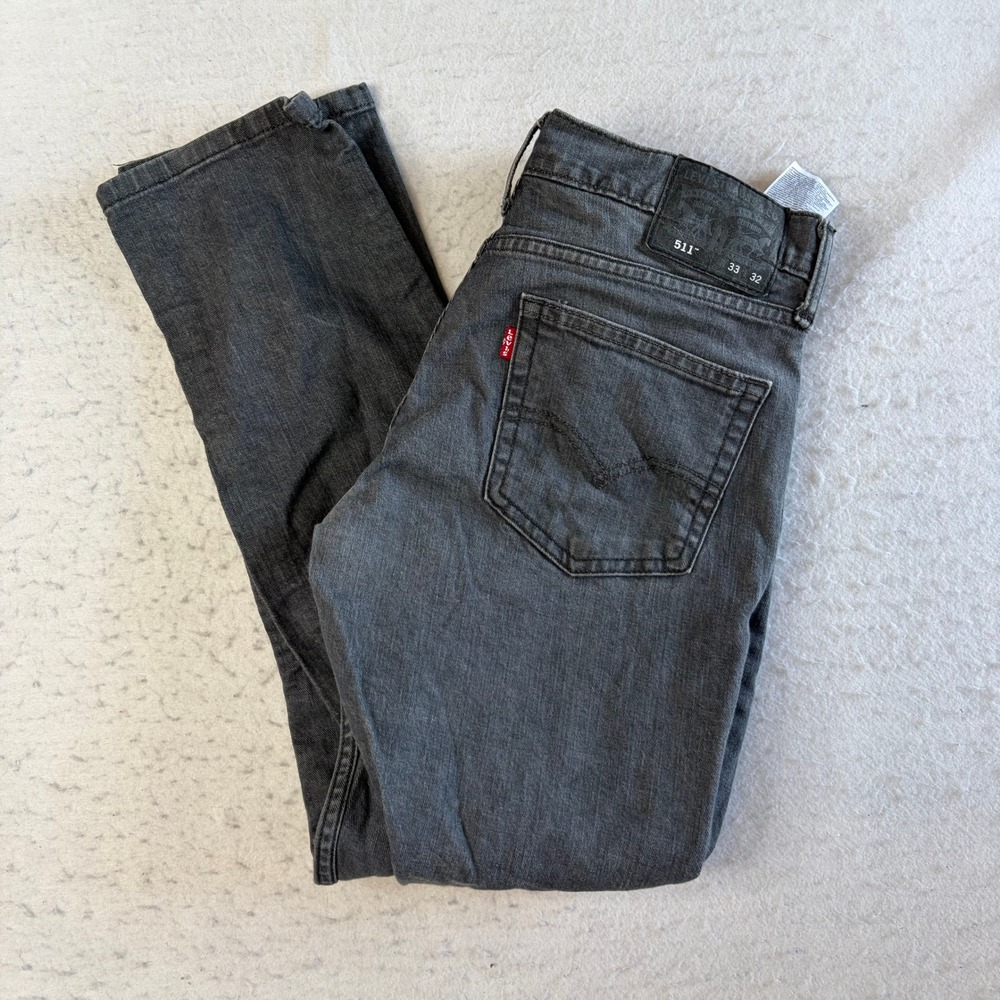 Levi's 511 Slim Fit Jeans Mens 33x32 Gray Denim Stretch Casual